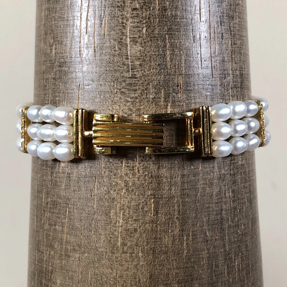 Unbranded Women Dress Pave MOP Dial PearlsBracelet Quartz 23mm Watch 6 3/4" - Image 4 of 4