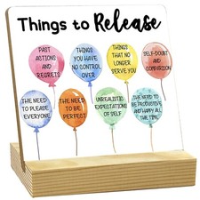 Things to Let Go of Mental Health Checklist Wooden Sign with Wooden Stand, Se...