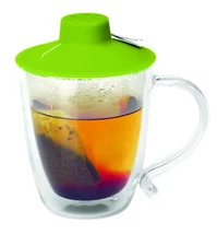Primula Double Wall Glass Mug and Tea Bag Buddy – Temperature Safe 16 oz. Clear