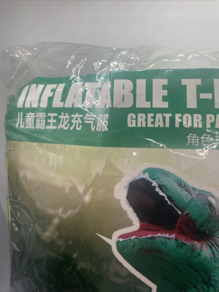 Disfraz de dinosaurio Trex inflable para niños niños Jurásico inflable pequeño verde Foto 3 de 4