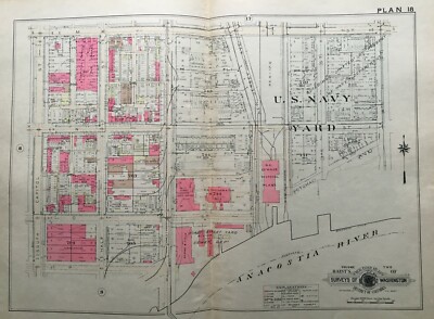 1946 WASHINGTON D.C. U.S. NAVY YARD M TO P ST & S. CAPITAL TO 4TH ST ATLAS MAP