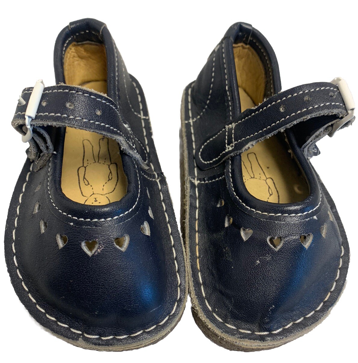 Sz 4-5 Bear Feet Leather Navy Blue Handmade Tx