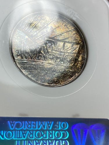 1926-S NGC MS66 Oregon Commemorative Silver Half Dollar Fatty Holo Lovely Toner - Picture 7 of 8