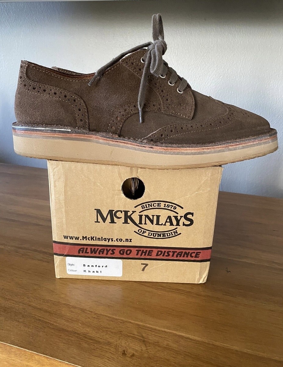 Mckinlay\'s Sanford Suede Low Top Lace Up Wingtip Brogues Khaki Mens Size 7 MCKINLAY main image 3