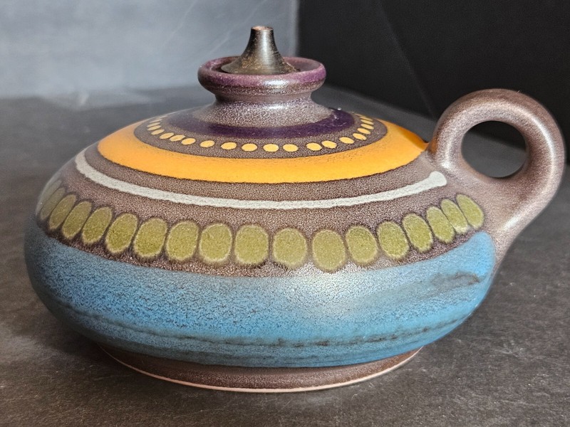 KMK Ceramic German Oil Lamp with Metal Top