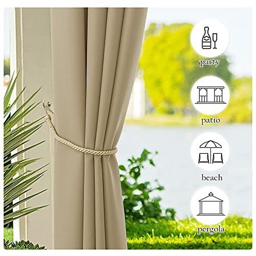 2 Paneele = 110 Zoll breit Terrassenvorhänge Outdoor wasserdicht B55 x L84|2 Paneele taupe - Bild 5 von 7