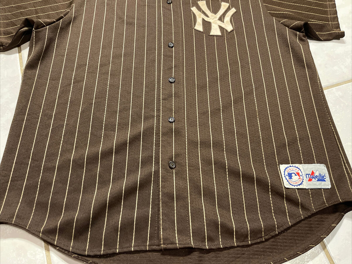 Rare Vintage MAJESTIC New York Yankees BROWN Pinstriped MLB Rare Vintage MAJESTIC New York Yankees BROWN Pinstriped MLB