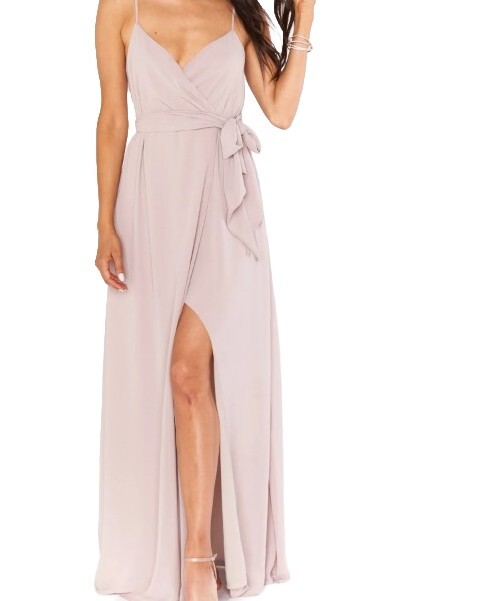 fitted lace wedding dress Lisa Maxi Dress, in Ivory Luxe Satin, Size: Large | Show Me Your Mumu main image 1