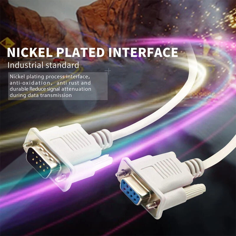 DB9 RS232 Male to Female Serial Port Extension Cable Cord3ft/5ft/10ft/16.4ft Lot - Image 3 of 4