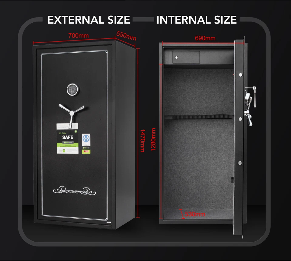 KENNER 25 GUN SAFE FIREARM RIFLE STORAGE STEEL HEAVY DUTY CABINET - image 2 of 4