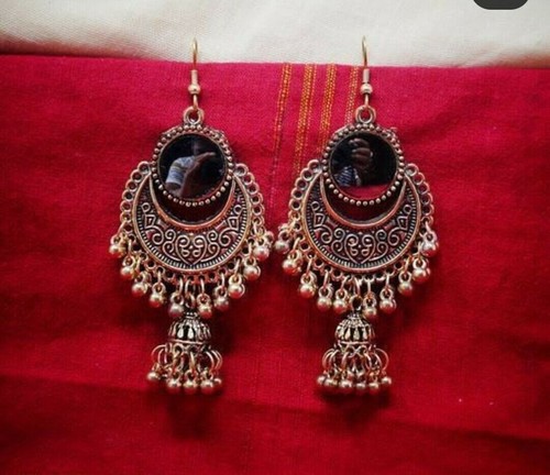 Boucles D'oreilles Jhumka Indiennes En Alliage Plaqué Or - Mode Ethnique Femme