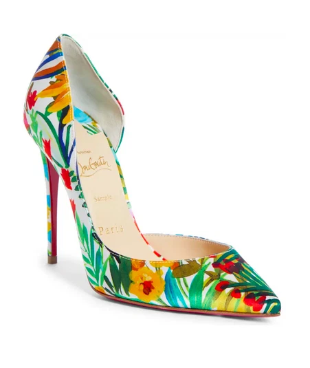 Christian Louboutin — Christian Louboutin Iriza Floral Print 4" Half d'Orsay, Green - Sz 35.5 NIB $775
