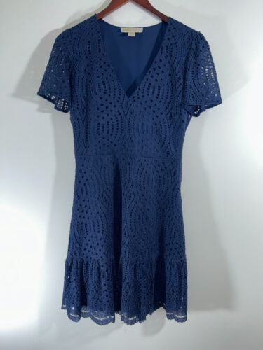 Michael Kors Floral Lace Dance Dress Size Sm Blue Excellent Cotton/Nylon/Rayon - Picture 1 of 6