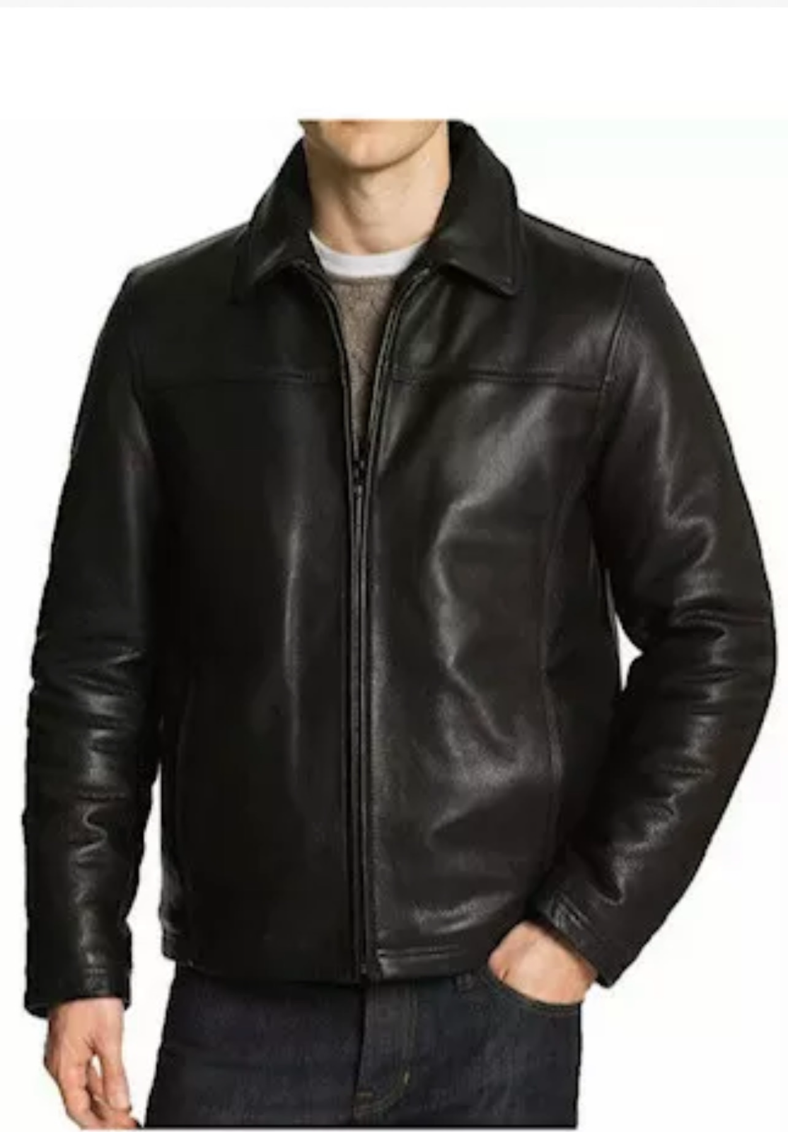 Genuine Mens Real Leather Jacket Flight Bomber Coat Black Lined Retro
