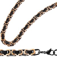 Halskette Gliederkette Panzerkette Eckig Gold/Schwarz 60Cm Edelstahl Von Akzent