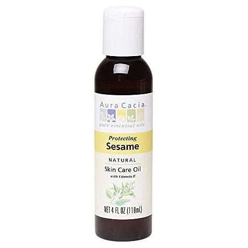 Aceite protector de sésamo natural para el cuidado de la piel Aura Cacia 118 ml 4 oz - Imagen 2 de 3
