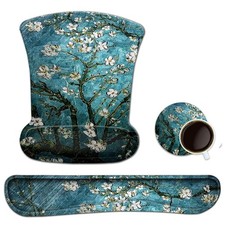 Keyboard Wrist Rest Pad Ergonomic Mouse Pad Set, Gel Mousepad for PC