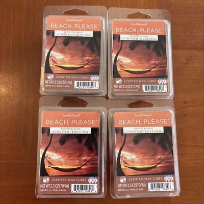 Lot Of 4 ScentSationals BEACH, PLEASE 2.5 ounce Scented Wax Cubes Wax Melts New