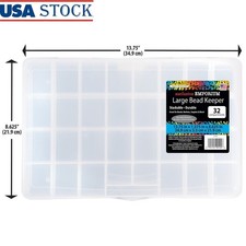 Large Clear Bead Storage Box Durable Organizer Crafts Office Fishing Workbench