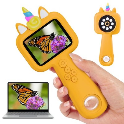 2.4'' Microscope for Kids, 600X-4800X Handheld, 8 LED Lights - Explore Nature