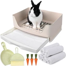 Large Rabbit Litter Box Bunny Potty Training Corner XX-Large, White 