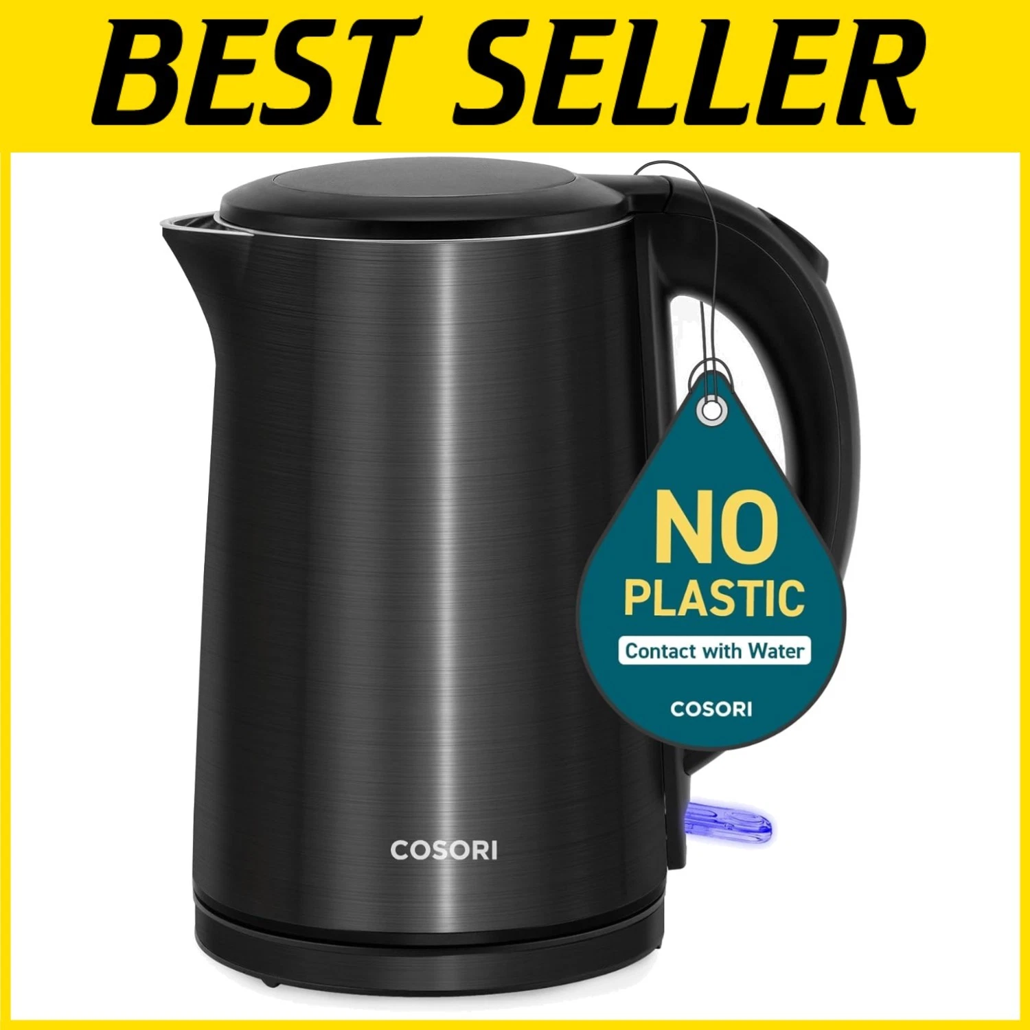 Cool-Touch Double Wall Kettle, Auto Shut Off, 1.5L, Black
