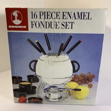 ROSHCO 16 Piece Enamel Fondue Set New