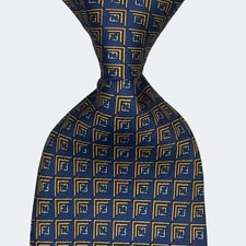 FENDI TIE TWILL SILK MEN NECKTIE VINTAGE MONO DESIGN MULTI COLOR MADE IN ITALY