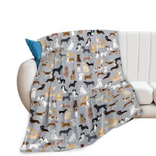 Dogs Pattern Throw Blanket Grey Decor Super 40"x50", Lucky