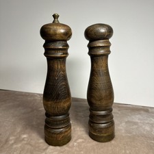 Vintage Wood Salt  Pepper Shakers Mill 9 Inches Tall