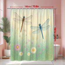 Floral Dragonfly Shower Curtain - Cute Watercolor Design
