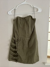 Pretty Little Thing Womens Mini Dress Buckle Wrap in Olive Size 2