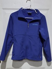 Columbia Blue Soft Shell Full Zip Jacket Youth XL 20 W/ Zip Pockets