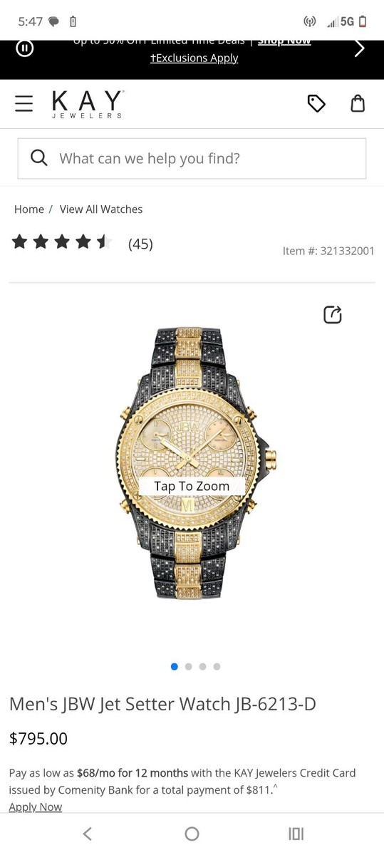 JBW Jet Setter JB-6213-D Diamond Accent Gold & Black Men's Quartz