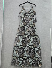 Lulus Women Dress M Black Floral Maxi Night Bloom Embroidered Sleeveless NWT