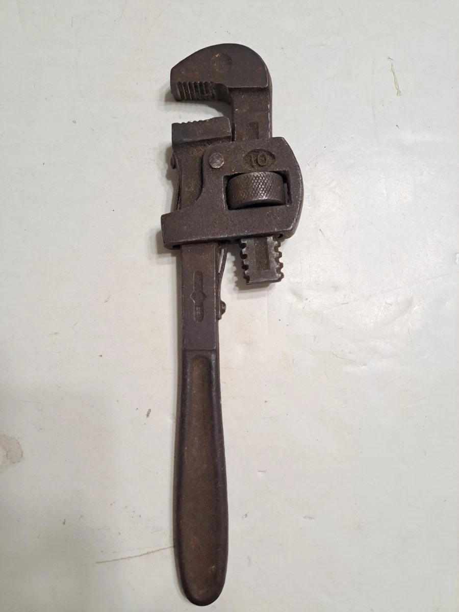 Rare ancienne CLÉ À PIPE STILLSON'S avec manche en bois