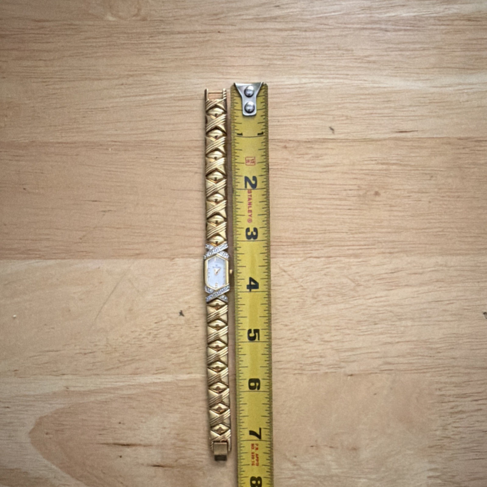 Bulova Gold-Tone Rectangular Analog Wristwatch 98… - image 1