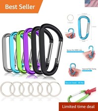 3" Heavy-Duty Aluminum Carabiner Clips Set   50 LB Load Capacity, 6 Keyrings