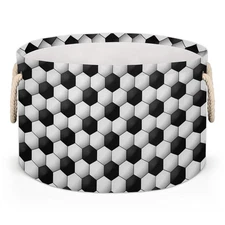 Large Round Storage Basket Sport Football Collapsible Circle Storage Bin Bask...