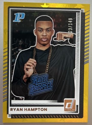2025-26 Panini Donruss Ryan Hampton #’d /149 Yellow Stars Prizm Rated Rookie RC