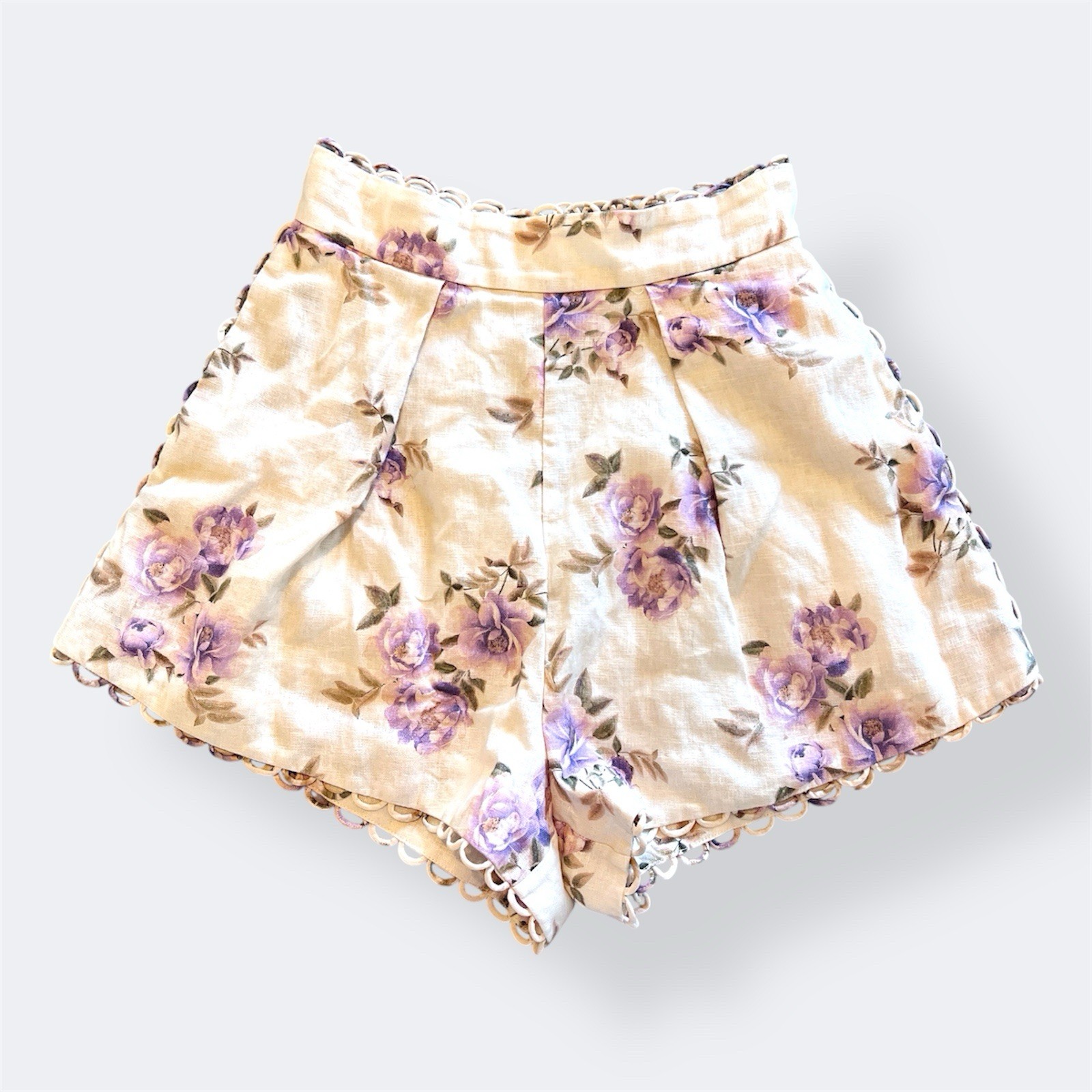 Zimmermann Rosa Floral Peplum Top 1 & Shorts 0 Set S / AU 8 / US 4 Linen Coord image 8