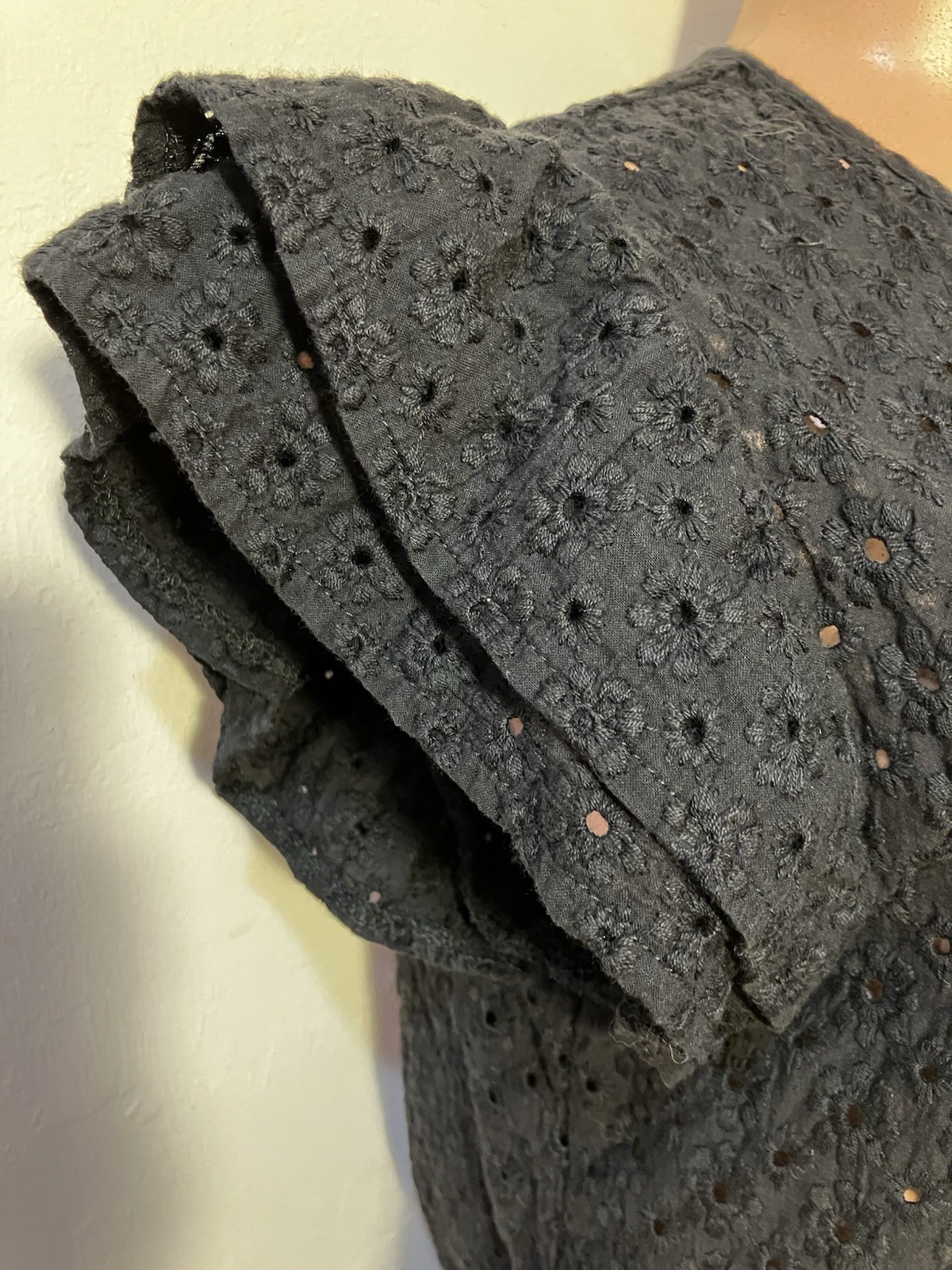 Solitaire Black Eyelet Top Double Flutter Sleeves… - image 2