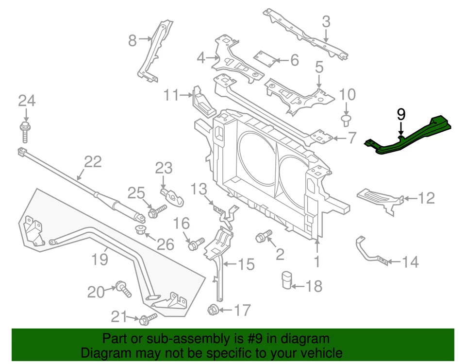 Genuine Nissan 2009-2020 Nissan 370Z - Side Support 62521-1EA0A - Image 2 of 2