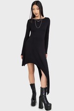 Dress Midi Round Neck Long Sleeve Women New Goth Alternative