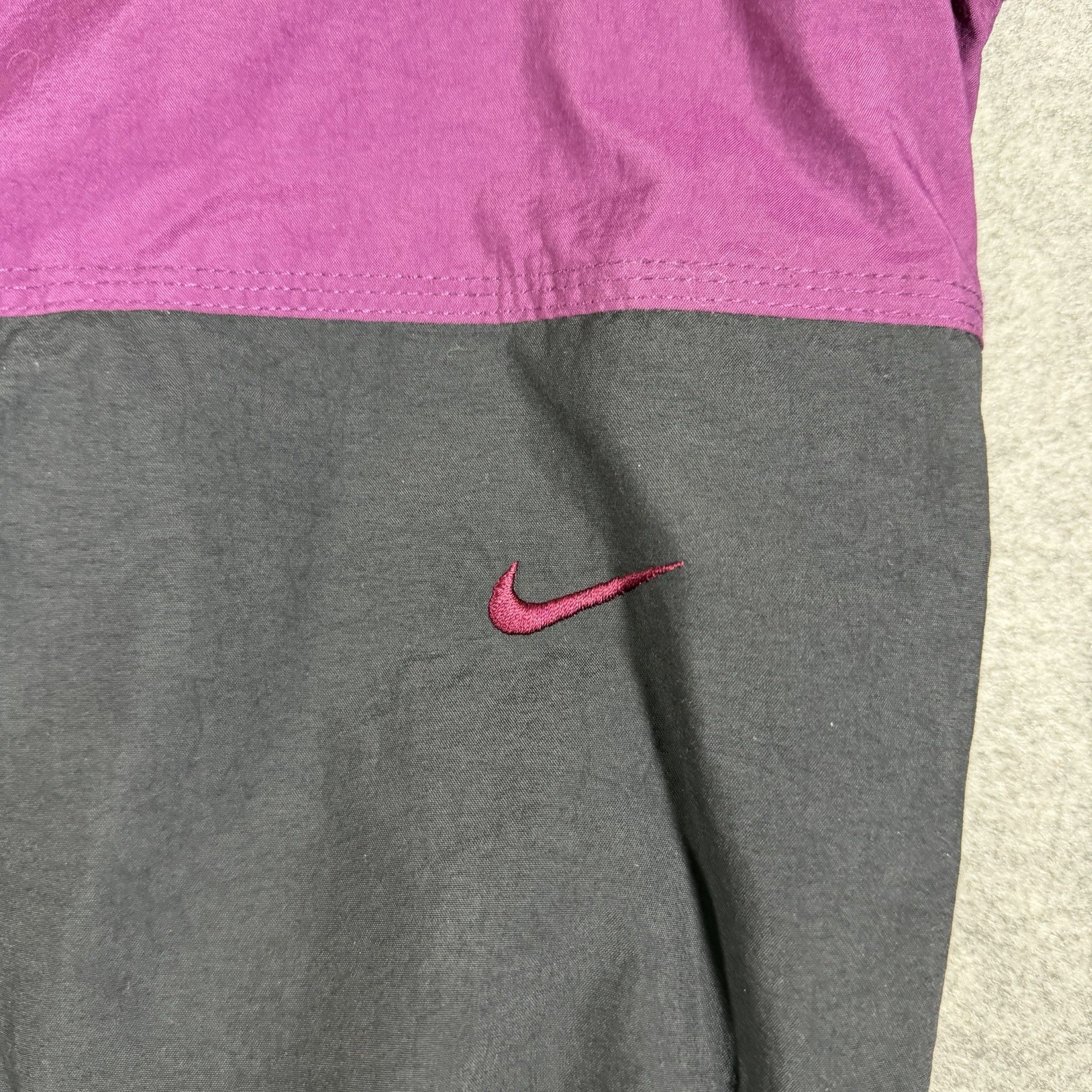 Vintage 90s Nike Bomber Jacket Mens L Purple Black Varsity Rare Full Zip Pouch thumbnail 11