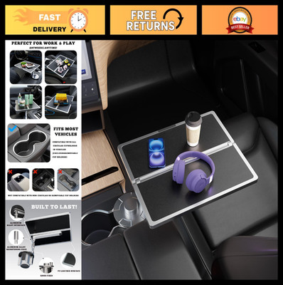360° Rotating Leather Folding Cup Holder & Car Tray for Laptop, Steering Wheel U