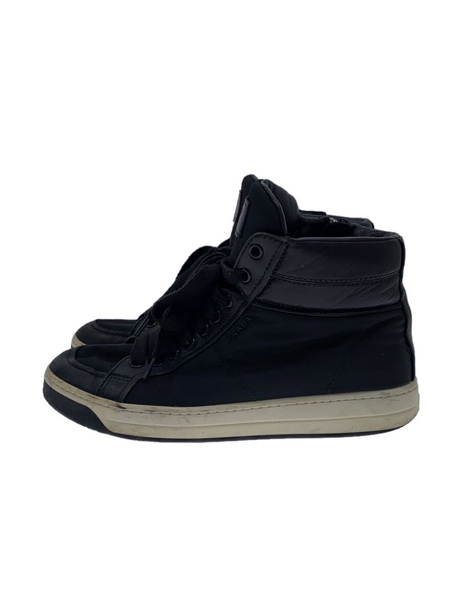 Prada Leather High-Top Sneakers Black Size 37.5 Style 5770