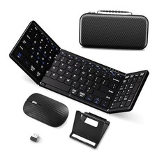 Portable Foldable Keyboard and Mouse Combo,Dual Mode Bluetooth 2 2.4G Black
