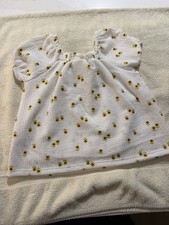 Jumping Beans Girls 5T White Floral Peasant Blouse Short Sleeve Square Neck