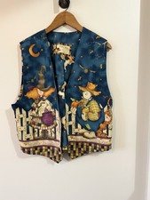 Vintage Homemade Halloween Vest Scarecrow Witch Festive reversible One Size